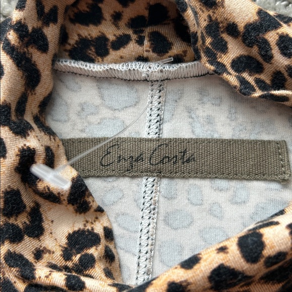 Enza Costa || Leopard-Print Stretch Jersey Turtleneck Mini Dress Tan XS - Picture 2 of 8
